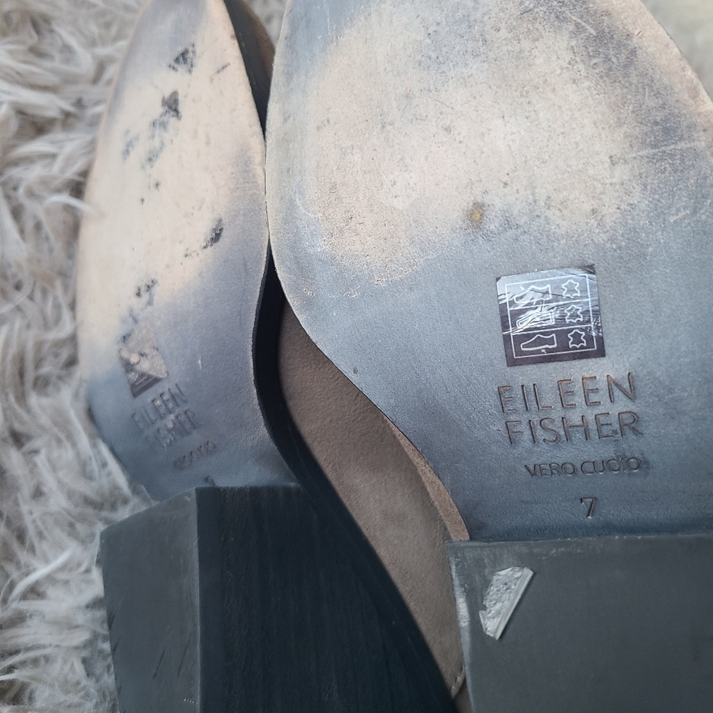 EILEEN FISHER Ankle Boots Booties Taupe Gray Soft Suede Leather Women's … - Picture 11 of 13